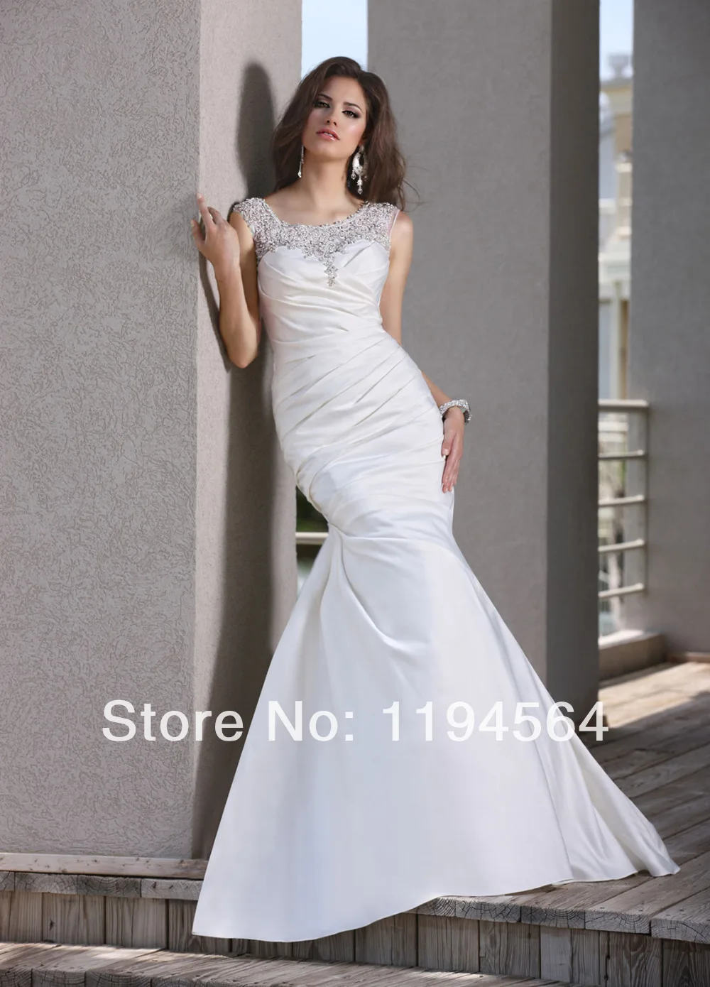Appliques and Beaded See Through Wedding Reception Dress Fashion 2014