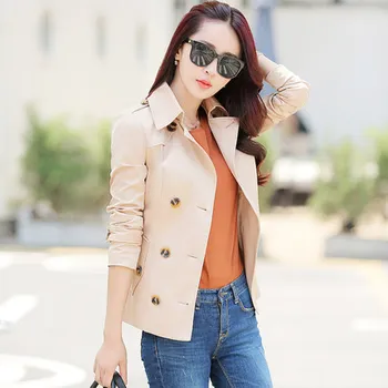 

2019 Trench Coat Spring Autumn Coat Women Solid Color Short Coat Trench Big Coat for Women High Quality New Style RE2294
