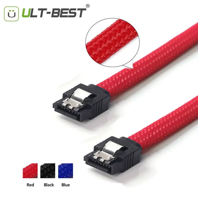 ULT-Best 5PCS 50CM SATA 3.0 III SATA3 7pin kabel data 6Gb / s SSD kabel HDD cakera keras cakera talian tali dengan lengan nilon premium