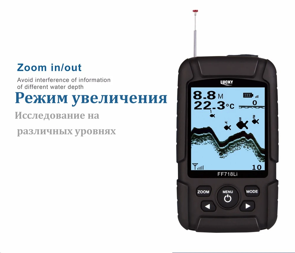lucky FF718Li W RU эхолот для рыбалки беспроводной 180 м оригинал на русском языке