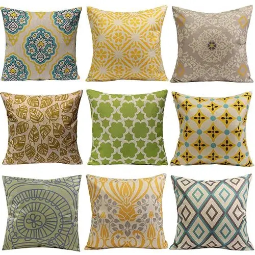 

NEW Vintage Geometric Flower Cotton Linen Throw Pillow Case Home BI7G