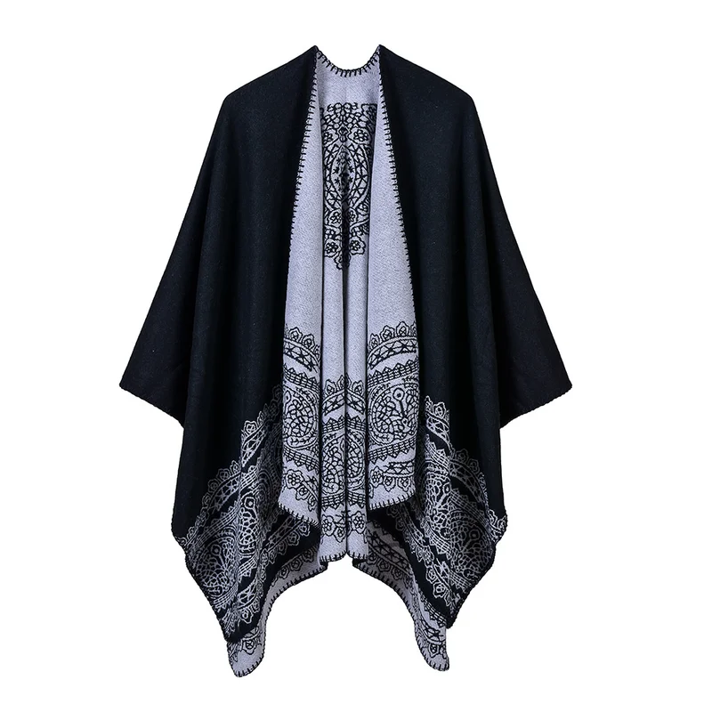 

2019 New Women's Outwear Cashmere Poncho Winter Scarf Women's Extra Long Ponchos Capes Female Fashion Stoles Vintage Blanket