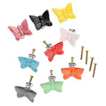 

9Pcs Furniture Handles Vintage Butterfly Cabinet Knobs and Handles Ceramic Door Knob Cupboard Dresser Drawer Kitchen Pull Handle