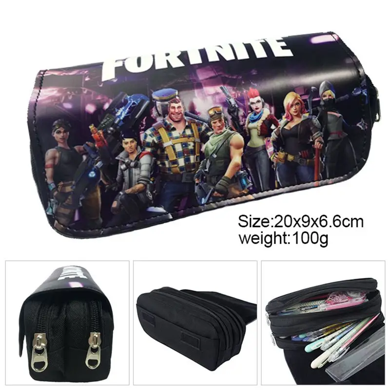 

New Fashion Student PU Printed Canvas Zipper Pen Bag Multifunctional Simple Stationery Pencil Case