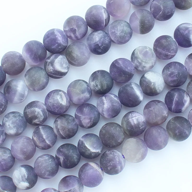 

Natural Frost/Matte Amethysts 4-12mm Round beads 15" For DIY Jewelry Making, pendant,necklace