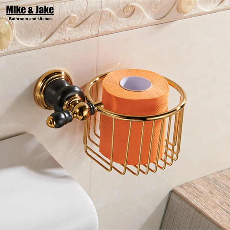 

Bathroom golden finish paper basket holder bathroom shelf for toilet paper bathroom wall paper hangs toilet paper holder