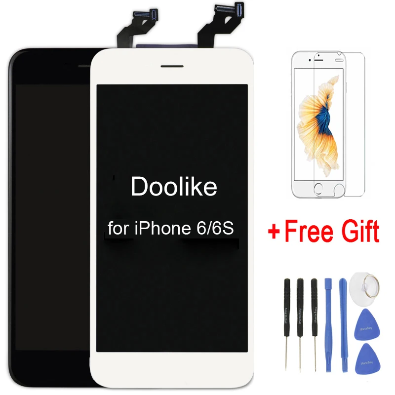 IP6/6S+12 Month Warranty +Repair Tool + Glass+ White Black