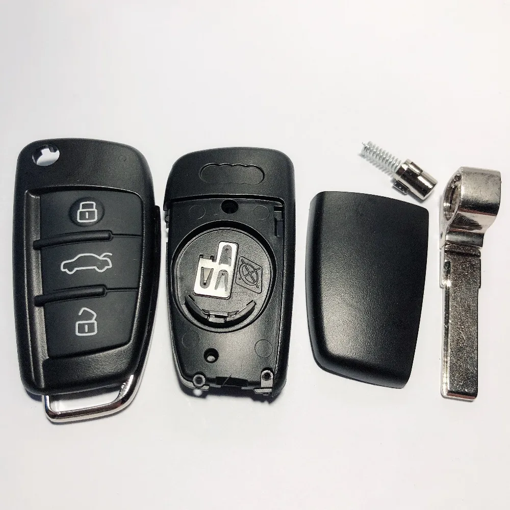 Раскладной флип-чехол ключа дистанционного управления автомобилем для Audi Q7 A3 A4 A6 A6L A8 TT необработанное лезвие, в ассортименте 3 корпус для ключей на кнопке Fob чехол