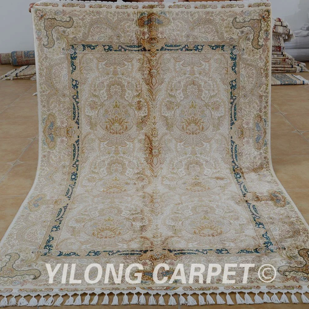 Yilong 5 6 'x 8 3' античный ручной работы персидский Тебризский ковер темно-синий