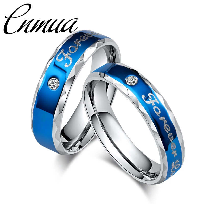 Кольцо из титановой стали Blue forever love | Украшения и аксессуары