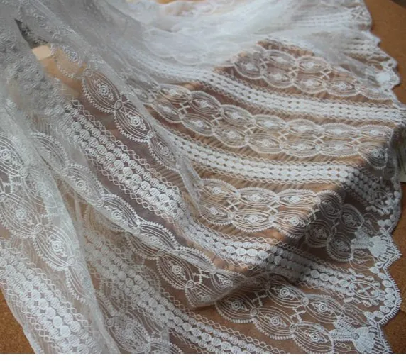Exquisite Handmade accessories white lace clothing wedding bedding curtain mesh embroidery width 120 cm | Дом и сад