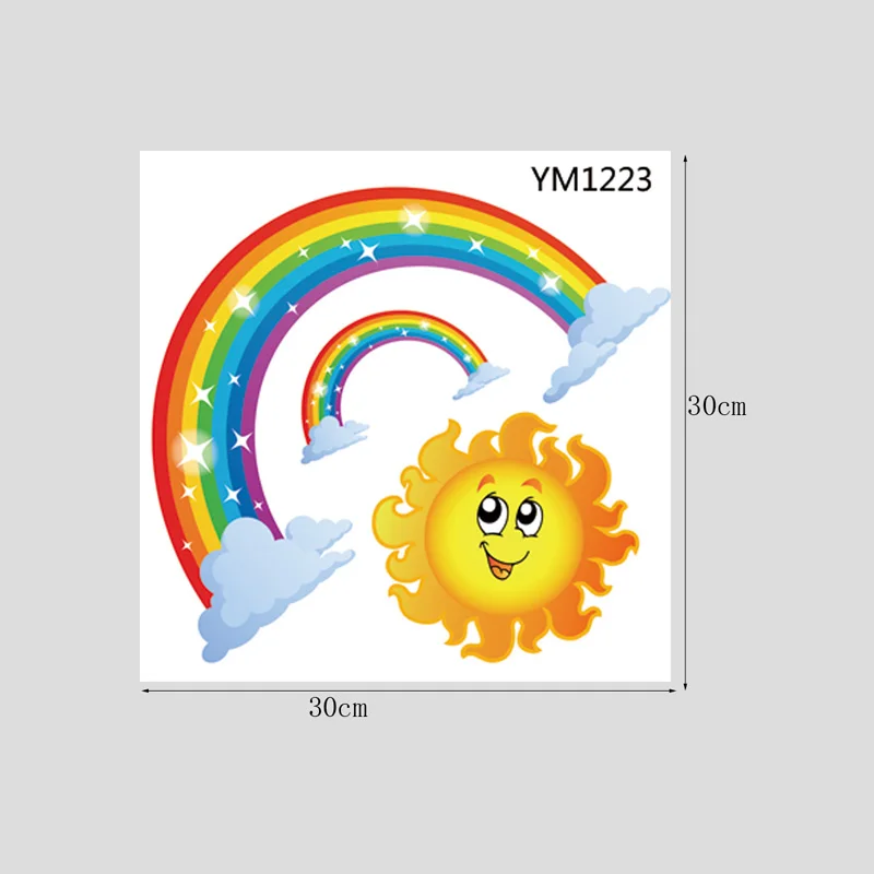 Tofok 18/24 шт/набор мультяшная Радуга Наклейка на стену прозрачный ПВХ детская комната настенные наклейки с росписью украшение детской комнаты поставщик - Цвет: T7