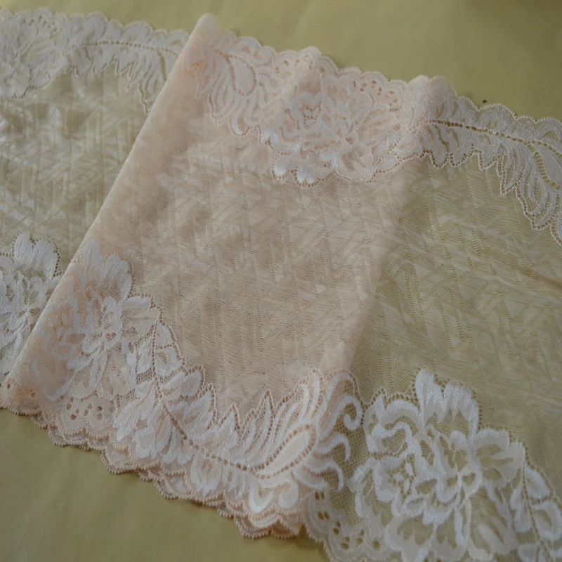 

5 meter/lot 20cm 7.87" width pink stretch elastic fabric embroidered tapes lace trim ribbon T12Z158L0509P
