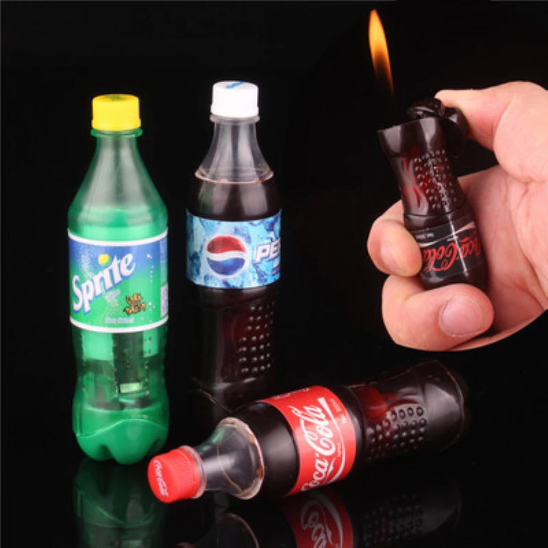 

Novelty Mini Smokers Gift Creative Gas Inflatable Flame Cigarette Lighter Butane Cola Sprite Drink Bottle Model No Gas