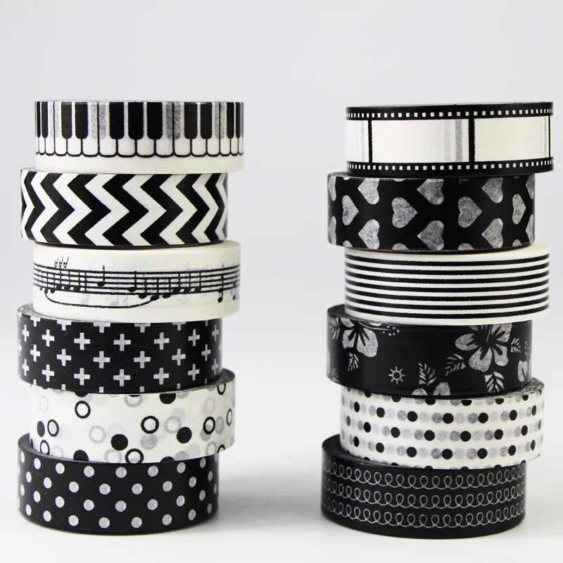 Buy 1 Roll 15mm*10m Washi Tape Black and White