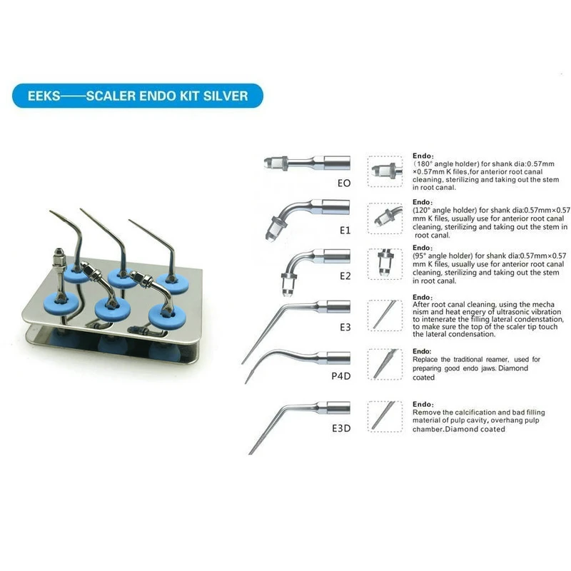 1 Set EMS WOODPECKER DENTAL TIPS ENDO KIT EEKS Fit SYBRONENDO WITH Endo TIP Endodontic Instrument E0,E1,E2,E3,P4D,E3D