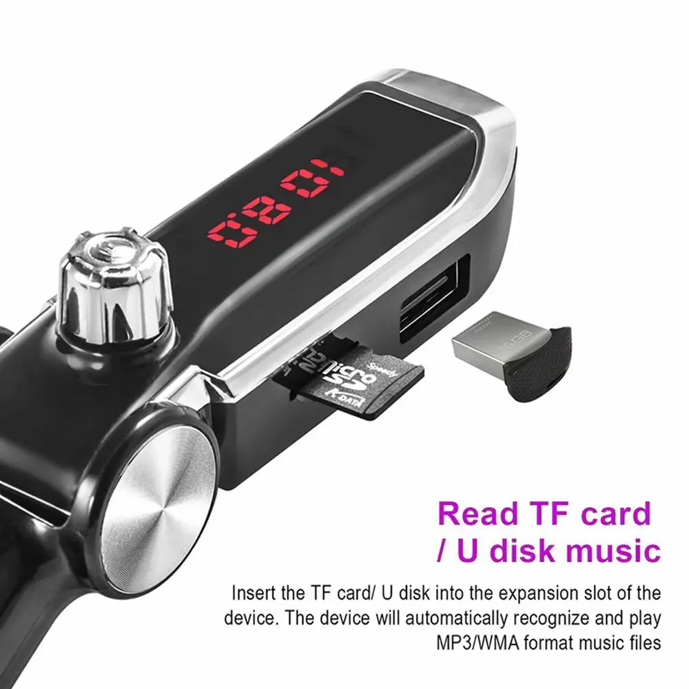 Громкой связи Bluetooth автомобильный комплект 2 USB Автомобильное зарядное