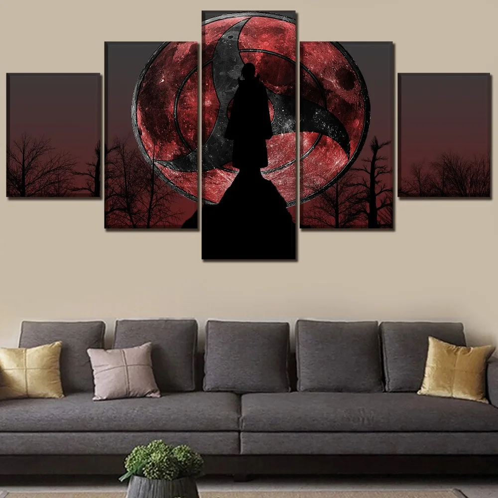 

Wall Art Home Decorative Modular Picture Framework High Quality Canvas Print 5 Piece Anime Naruto Mangekyo Sharingan Painting