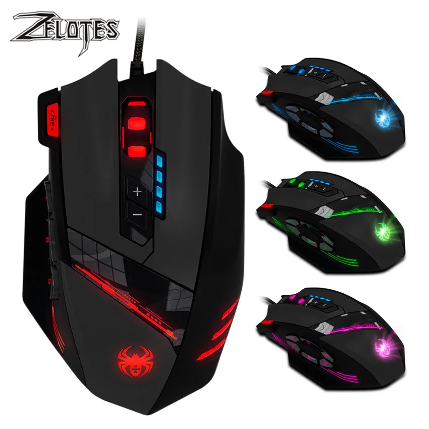 Проводная игровая мышь ZELOTES USB 12 программируемых кнопок 40000 DPI|Мыши| |
