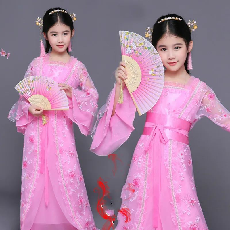 

ancient chinese costume traditional opera kids dynasty ming tang han hanfu dress child folk dance children girl clothing cosplay