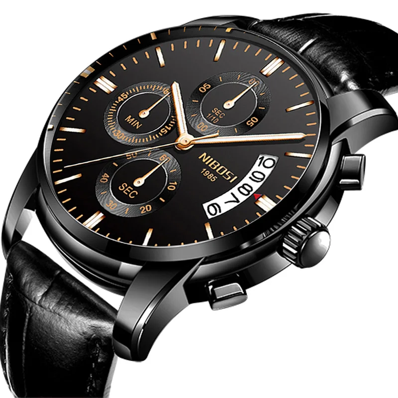 NIBOSI часы Для мужчин часы кварцевые спортивные часы календарь лучший бренд класса люкс мужские Бизнес наручные часы военные часы часы мужские - Цвет: J