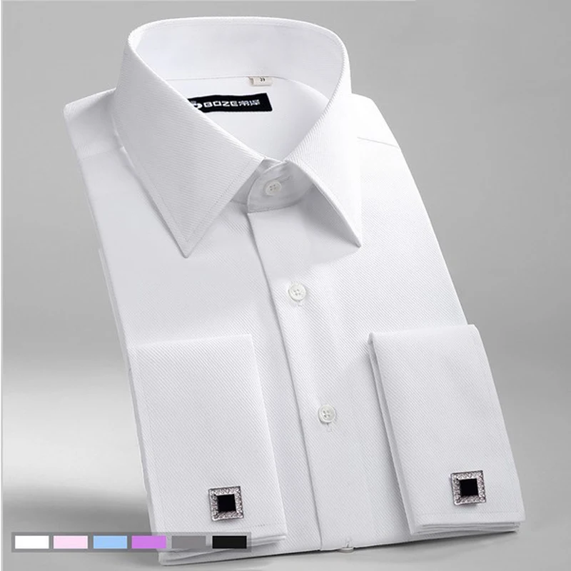 Белая мужская рубашка для свадебного торжества с французскими запонками, саржевая рубашка в полоску с длинным рукавом, рубашки для смокинга, деловая Повседневная приталенная рубашка, топ 8X