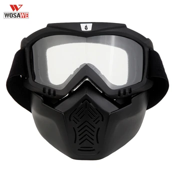 

WOSAWE Skiing Goggles Detachable Mouth Filter Perfective Open Face Motorcycle Half Helmet Windproof Waterproof Sunglasses