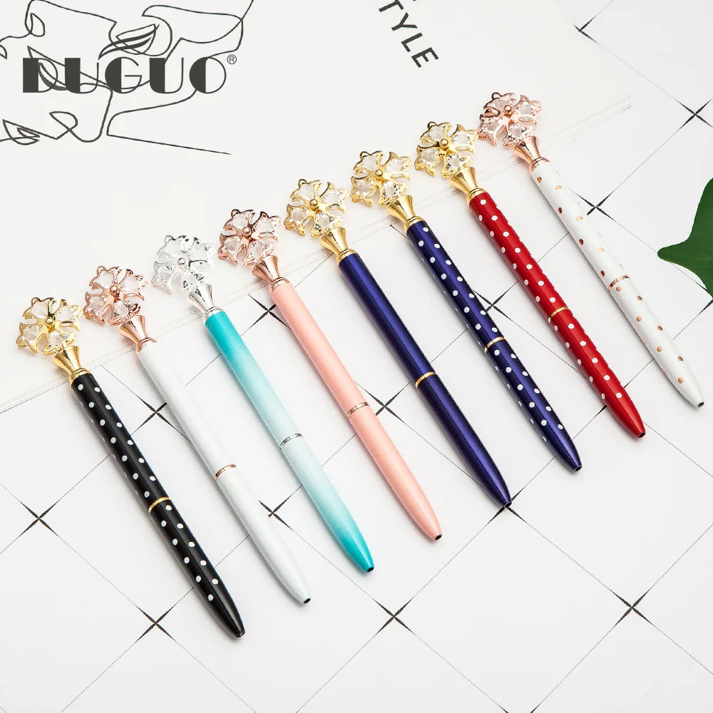

DUGUO cute stationery creative snowflake diamond novelty pen metal ballpoint pen color rotating advertising pen metal ball pen
