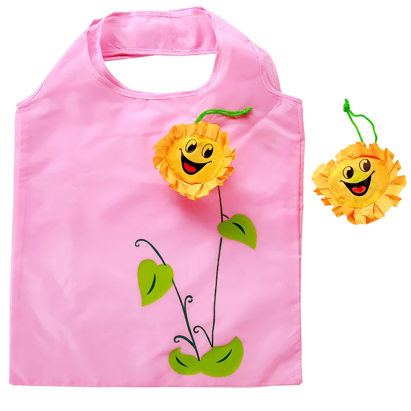 

2023Sun flower Hot Creative environmental storage bag Handbag Foldable Shopping Bags Reusable Folding Grocery Nylon eco tote Bag