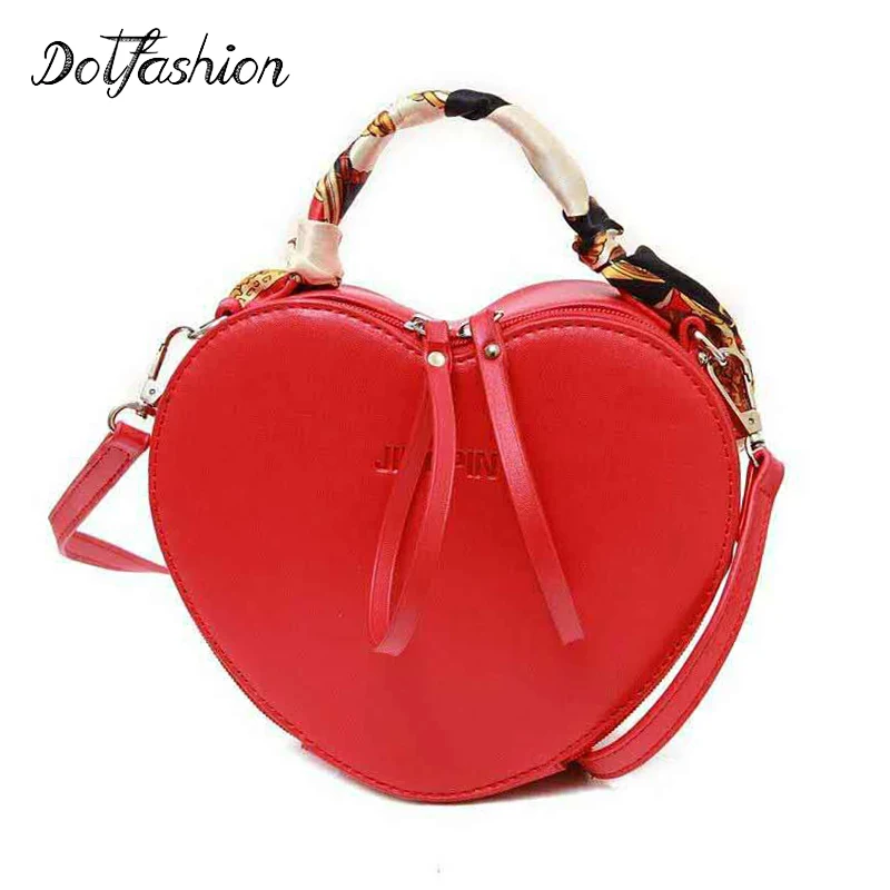 Lady Handbags Heart Shaped Women Messenger Bags Pu Leather Mini