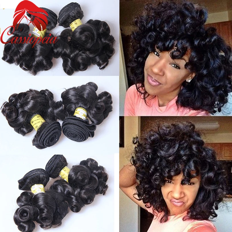 Brazilian Bouncy Curly Human Hair Bundles 3pcs/lot 100g Funmi Spring Curly Short Virgin Brazilian Human Hair Extensions Weaves
