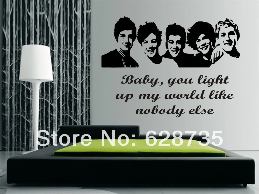 Large size 100x57cm One Direction 1D vinyl teen bedroom art mural wall decals stickers paper,