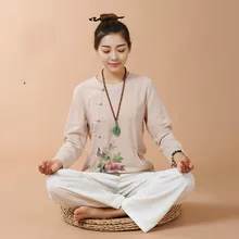 Набор для йоги для женщин спортивный комплект льняная ткань дышащая спортивная одежда YoGga одежда женский костюм дзен на заказ размер Йога Комплект из двух предметов