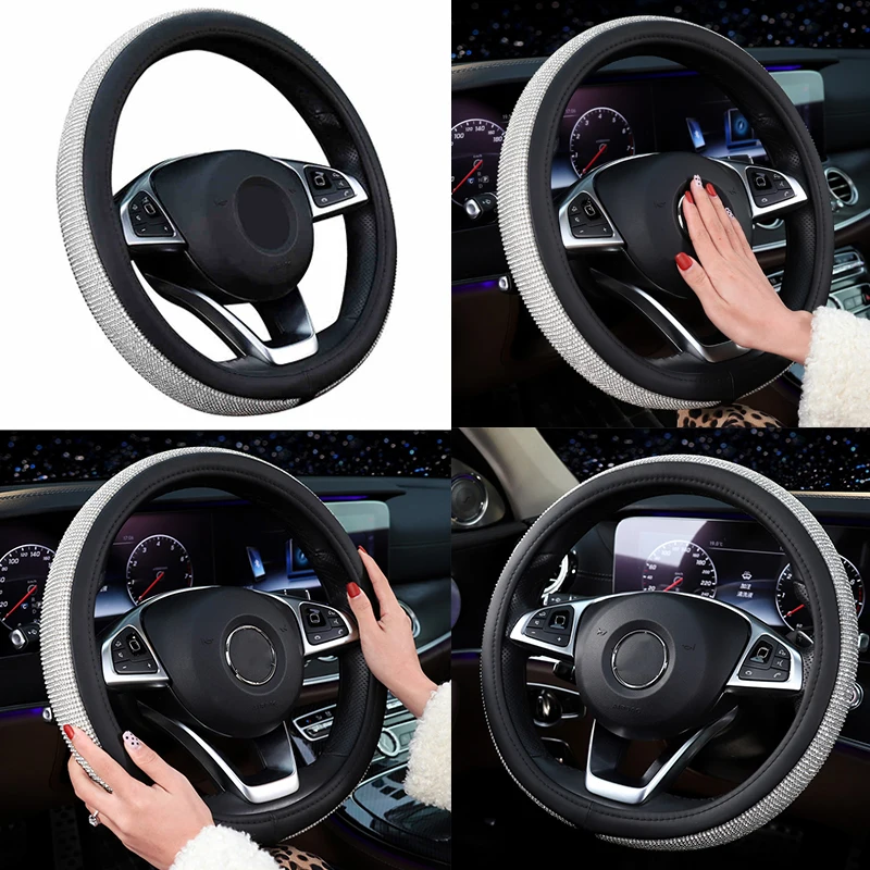 Хрустальные стразы автомобильные кожаные чехлы на рулевое колесо чехол