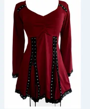 Stylish Long Sleeve Lace Spliced Women’s Blouse Victorian Gothic Renaissance Corset shirt Top plus size Steampunk Clothing