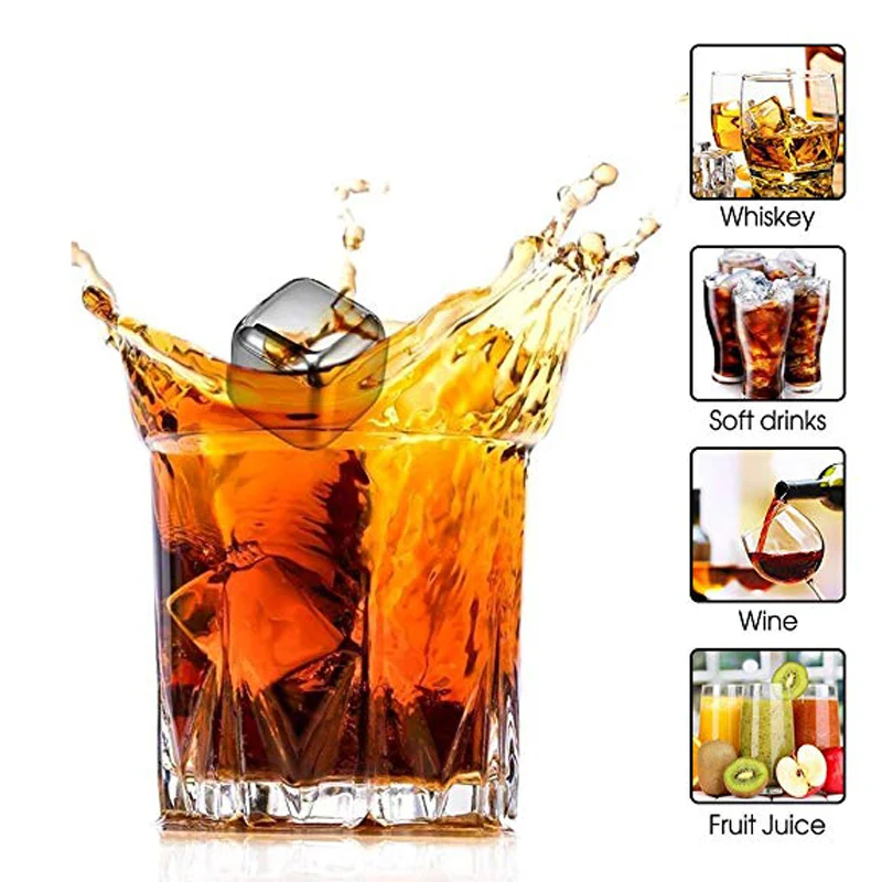 

304 Stainless Steel Whiskey Cooler Wine Cooling Stones Ice Cubes Chillers Drink Physical Cooling Tool Whisky Stones Ice Cube Set