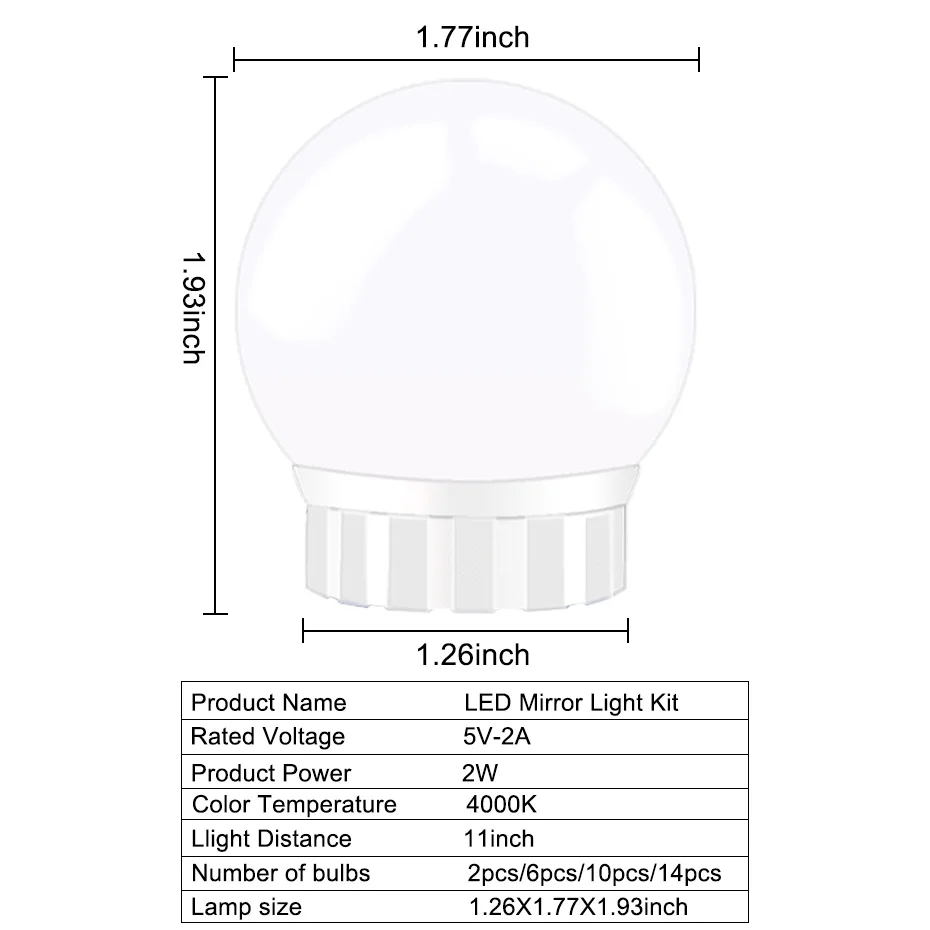 Dimmable DC 5V USB Powered Hollywood Mirror Light Bulb with Touch Dimmer 2 6 10 14 Led Bulbs Vanity - 33059040839