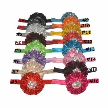 

A-STYLE 36Pcs/lot 3.3 inch Metallic Chiffon Flower Headband With Pearl Rhinestone Center