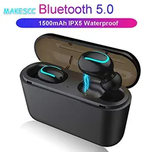 Makescc Q32 Беспроводной Bluetooth 5,0 открытый Бег EDR IPX5 водонепроницаемые наушники-вкладыши TWS с беспроводной Bluetooth наушники