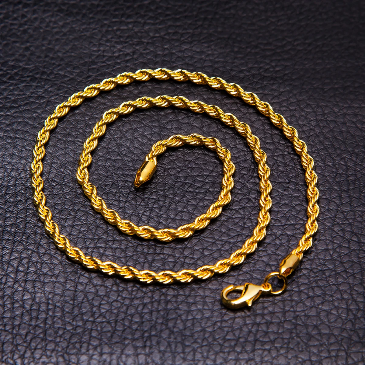 Unisex Mens Womens 18K Gold Plated Twisted Rope Chain Necklace Jewelry 50cm