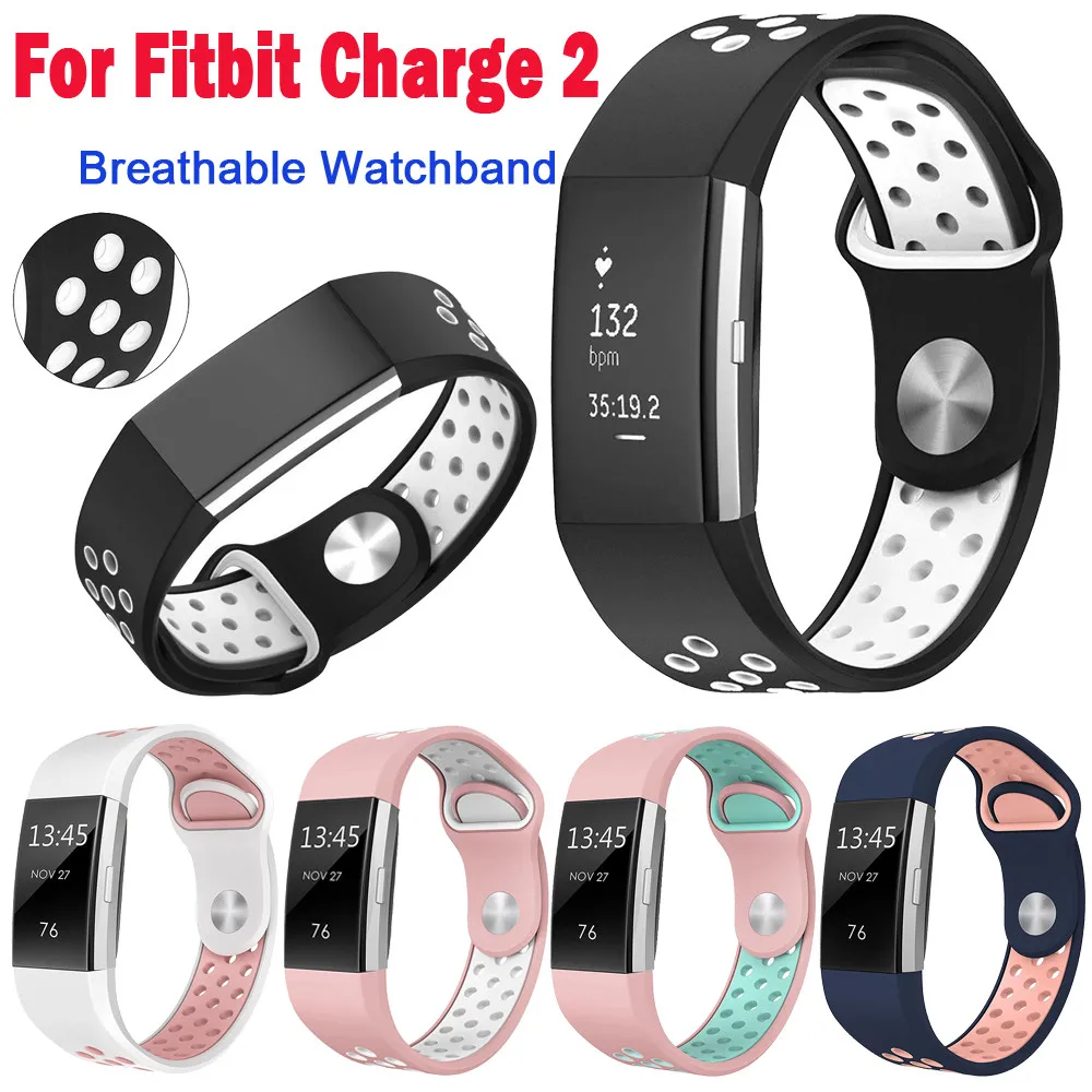 

HIPERDEAL Fashion Double Color Sports Silicone Bracelet Strap Band For Fitbit Charge 2 15J Drop Shipping