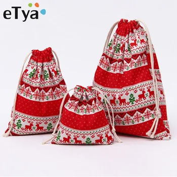 

eTya Drawstring Christmas Gift Bags Cotton Drawstring Bags Makeup Bag Travel Pouch Storage Clothes Shoes Women Men Handbag