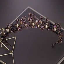 Барокко Винтаж Фиолетовый Хрустальный цветок жемчуг Свадебная Корона-Тиара Диадема Театрализованная повязка в виде короны свадебные аксессуары для волос