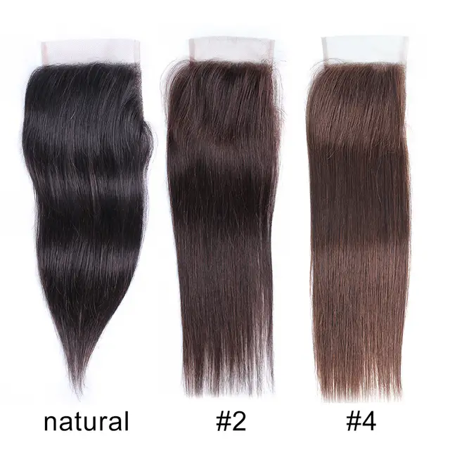 Mogul Hair Color 2 Dark Brown Remy Human Hair Closure Peruvian Straight Hair 4 4 Lace Closure Ombre Honey Blonde Natural Black