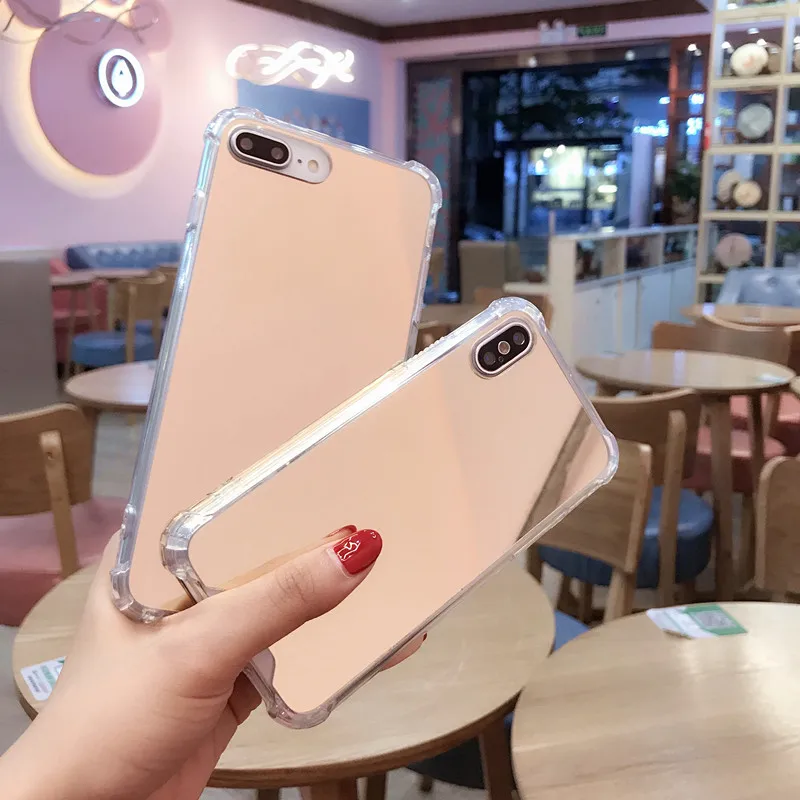 

Mirror Phone Case For iphone 7 8 6s 6 plus X XR XS Max Cute Soft TPU Shockproof CoverSlim TPU Mirror Back Case shell