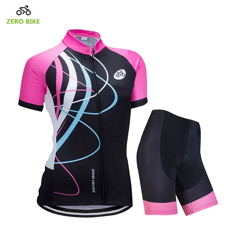

ZEROBIKE 2018 Quick Dry Short Sleeve Cycling Clothing Sets Women's Bike Riding Wear Ciclismo Bicycle Jersey Shorts 4D Gel Pad