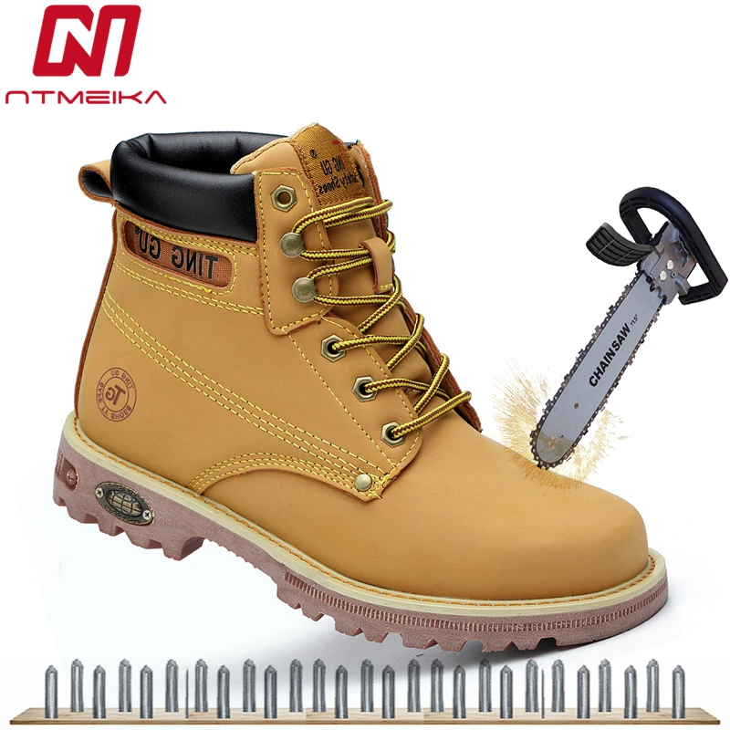 

Fashion Men Safety Boots Yellow Shoes Steel Toe Work Shoes S5P Outdoor Safety Sneakers Non-slip Anti-static Puncture Proof