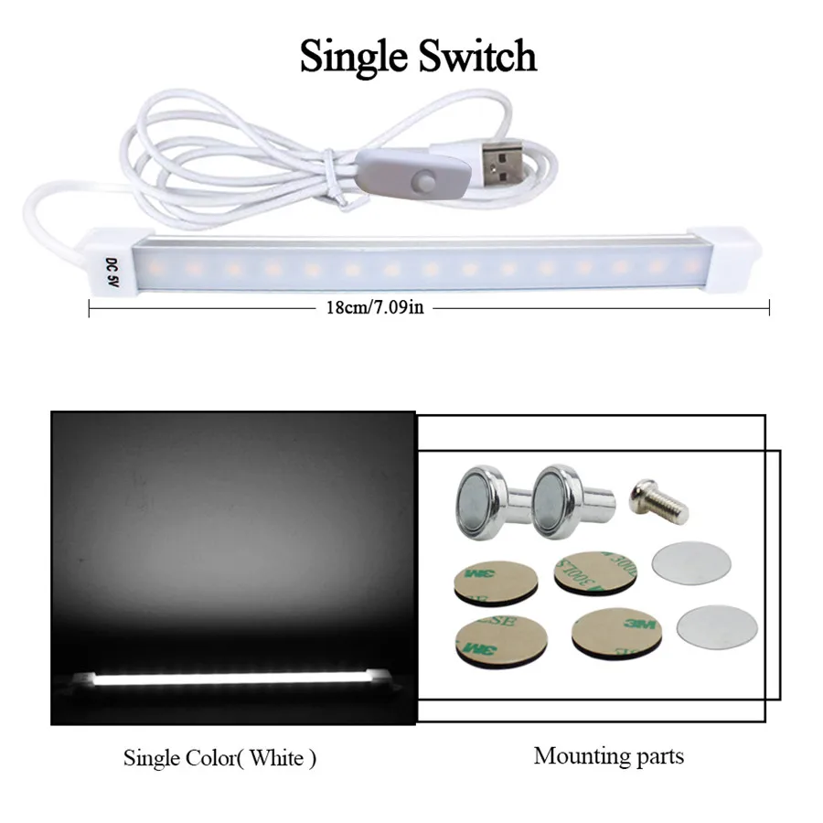 USB светодиодный светильник в полоску DC5V SMD 2835 3 Вт 5 Вт 300lm 550lm USB светодиодный настольный светильник для прикроватного чтения рабочее освещение для учебы - Цвет корпуса: 18cm White