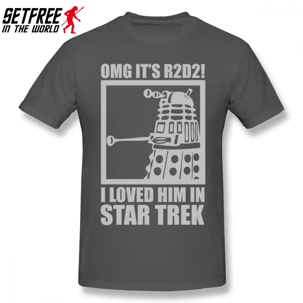 R2D2 Dalek Звездные войны Доктор Кто трек Мужская футболка летние винтажные больших размеров хлопковый короткий рукав Забавные футболки - Цвет: Темно-серый
