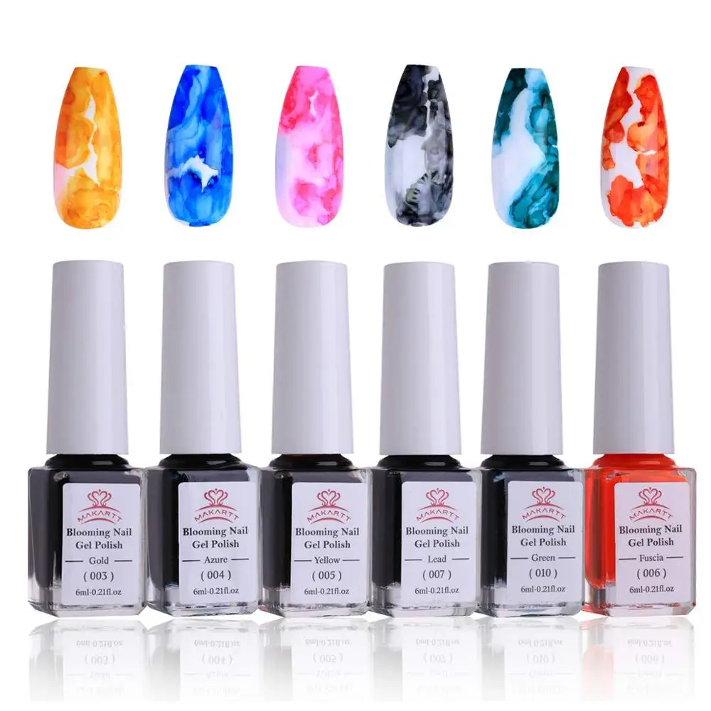 

Makartt Watercolor Ink Blooming Nail Polish Magic Blossom Polish manicuring Kit Work with Transparent Marble Pattern Nail Vanish